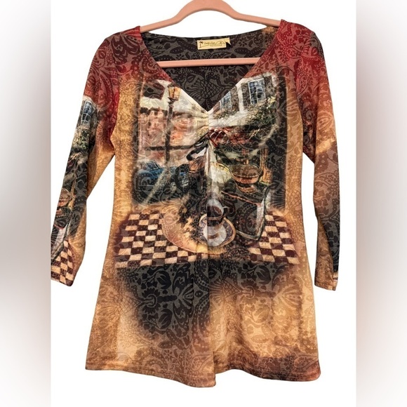 Impulse California Bistro Print Top size Small - Picture 1 of 6